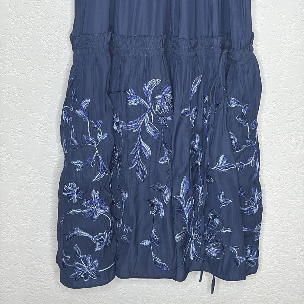 NWT RAMY BROOK Marcel Floral Mini Dress Navy Embroidered Medium - Picture 5 of 14